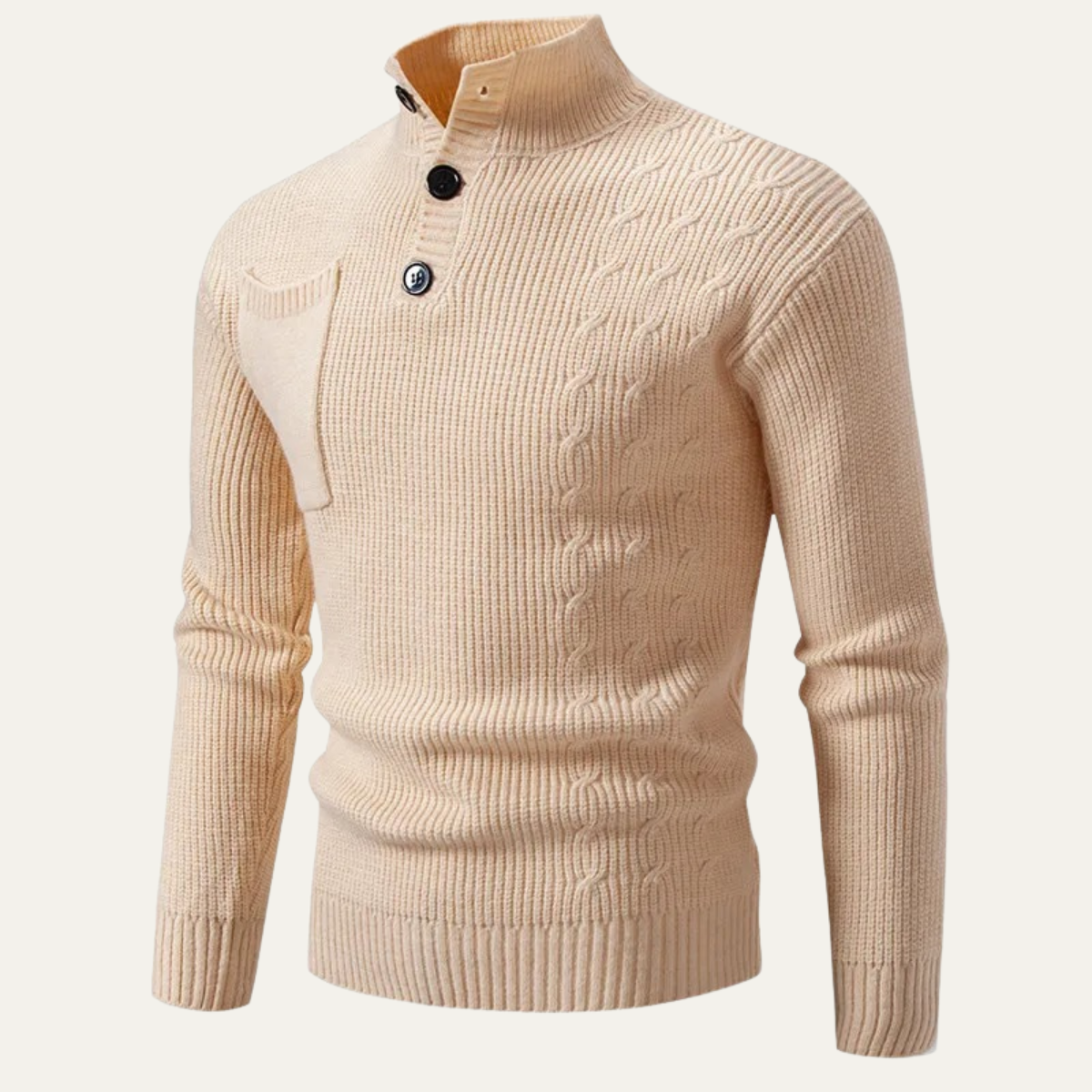 Westgate Men's Knit Sweater Stand Collar Button Detail