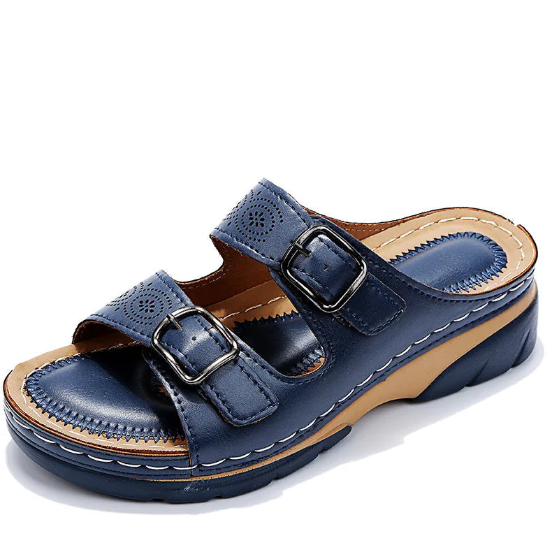 Women's Wedge Sandals Double Buckle Comfortable