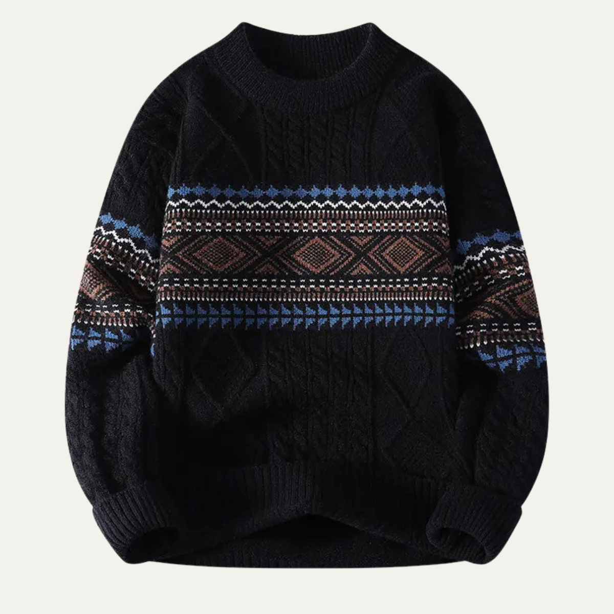 Men's Knitted Nordic Pattern Sweater Warm Winter
