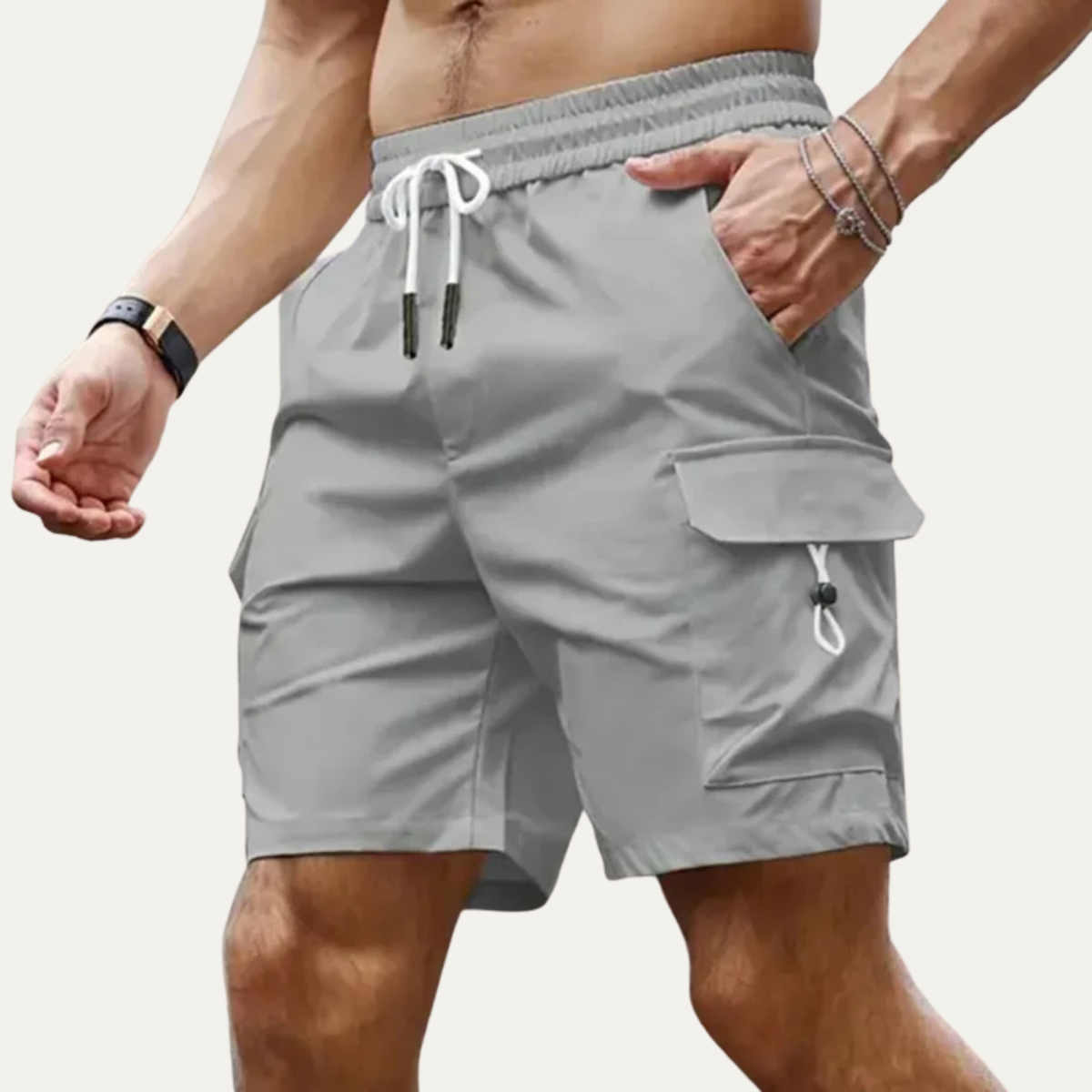 Men's Lightweight Summer Shorts Casual Cotton Beige