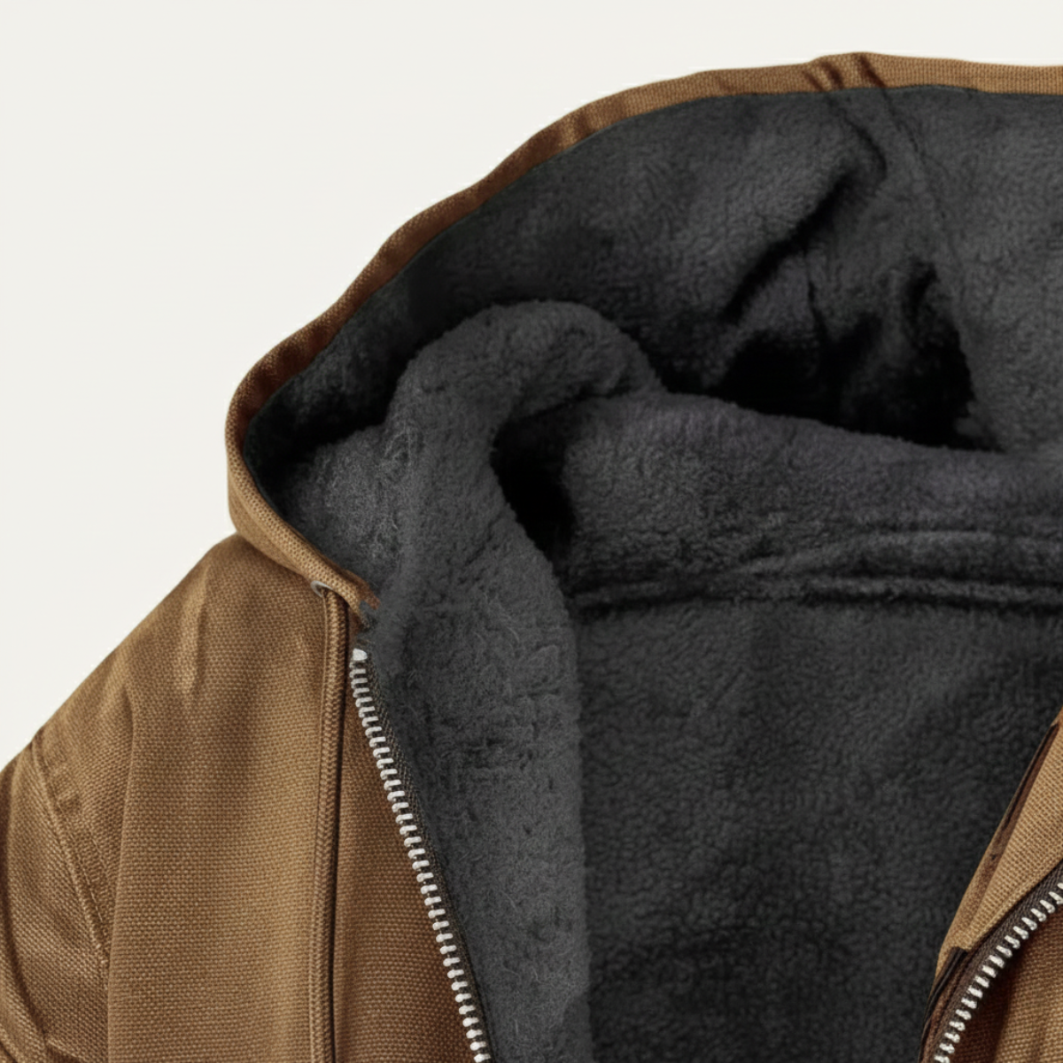 Men's Fleece Lined Hooded Jacket Warm Retro