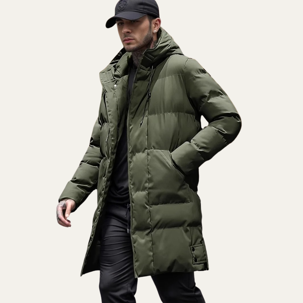 Men's Winter Puffer Hooded Coat Waterproof With Pockets