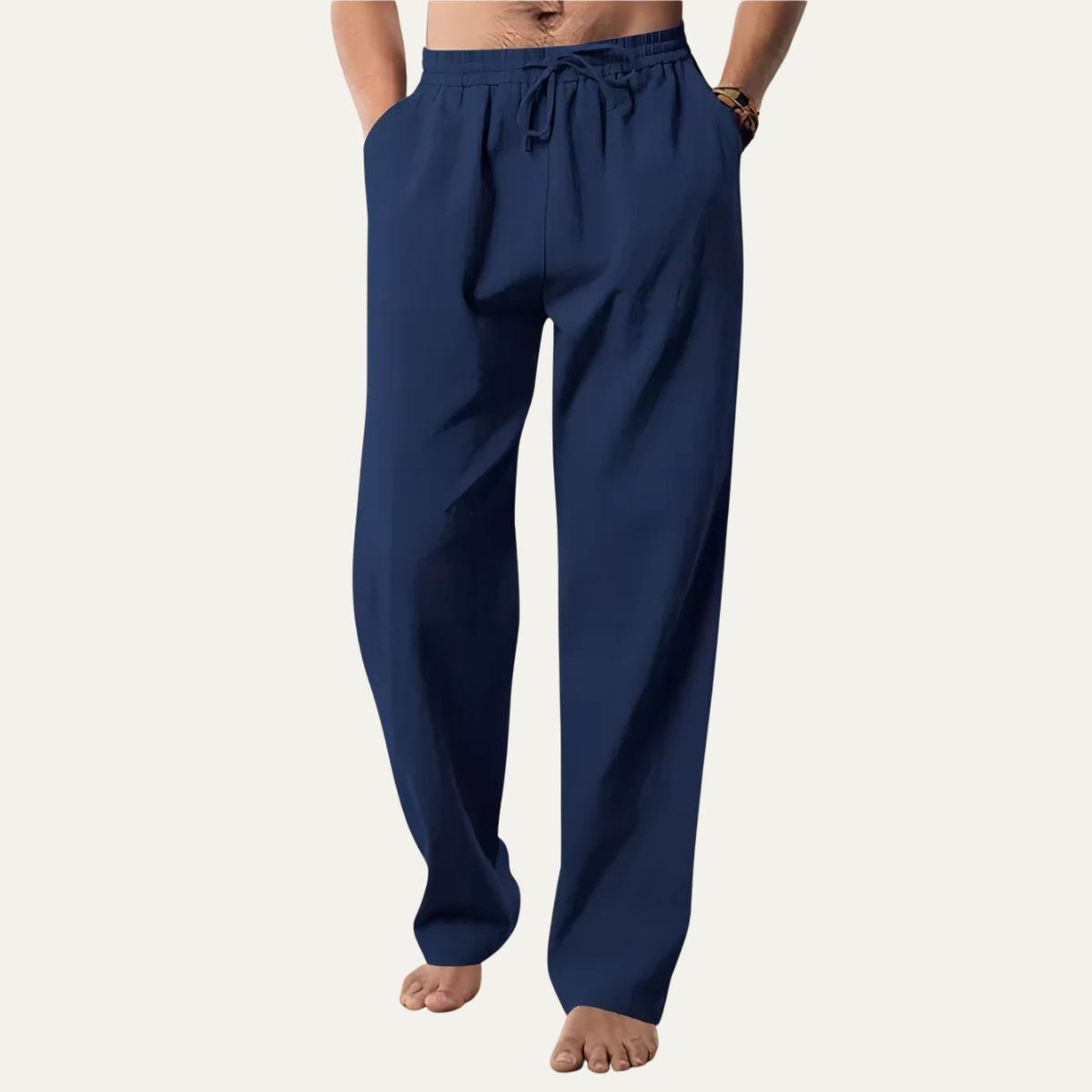 Men's Cotton Hemp Straight Leg Pants Breathable