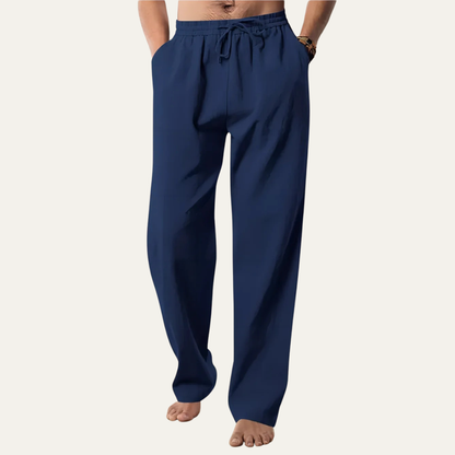 Men's Cotton Hemp Straight Leg Pants Breathable