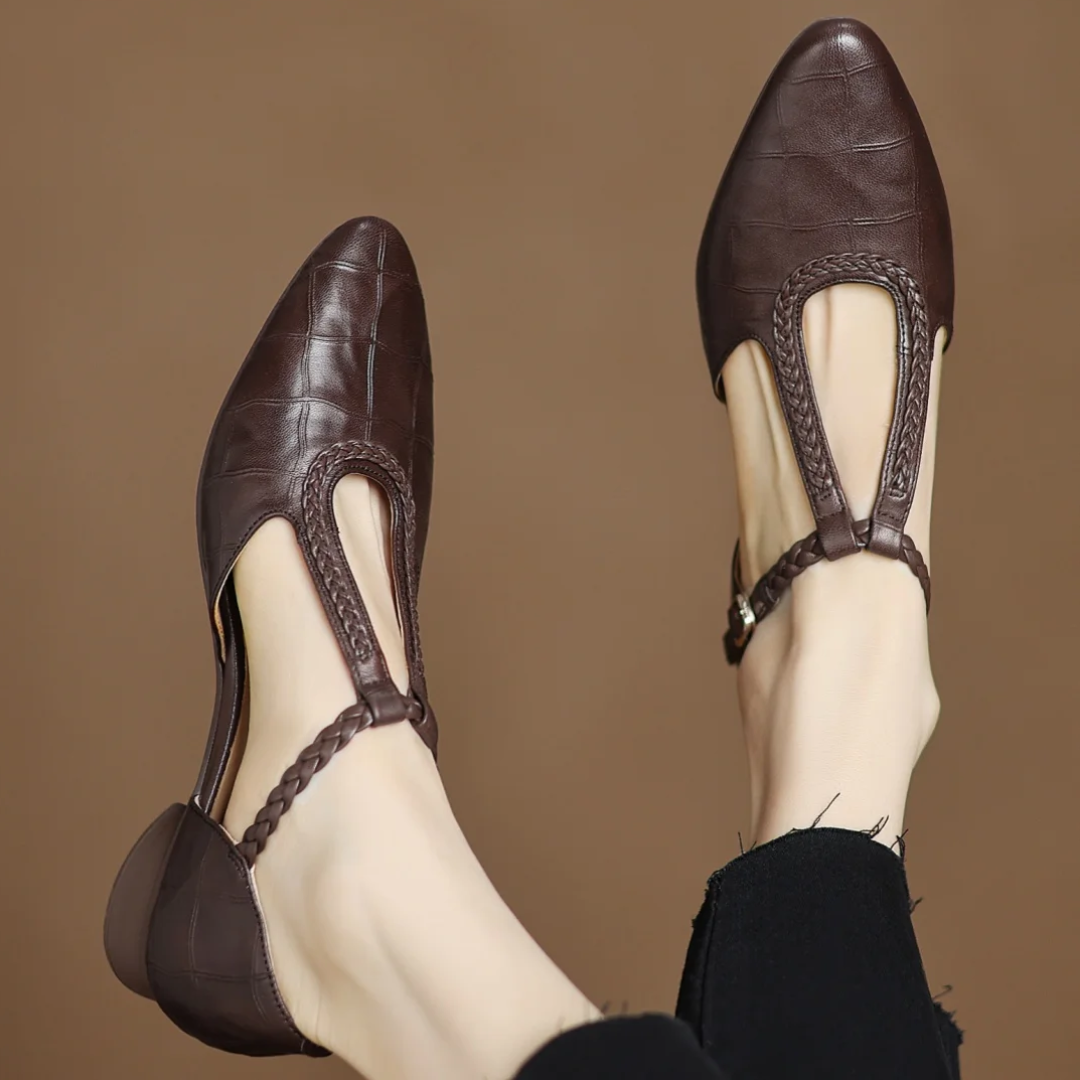 Women's Leather Mary Jane Flats Pointed Toe - Vonnera