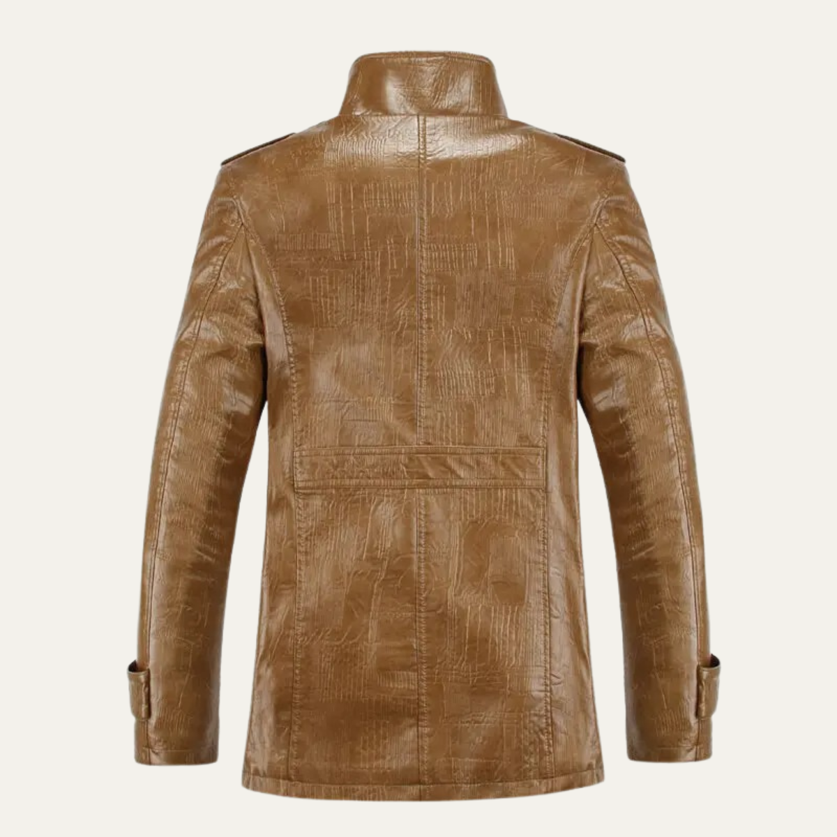 Men's Leather Fleece Lined Jacket Warm Stand Collar