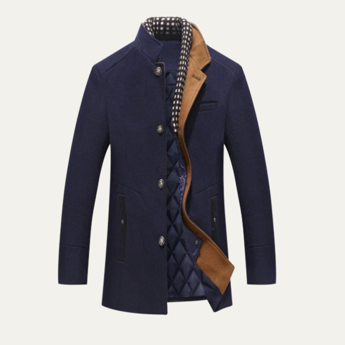 Men's Classic Wool Winter Coat Quilted Lining - Vonnera