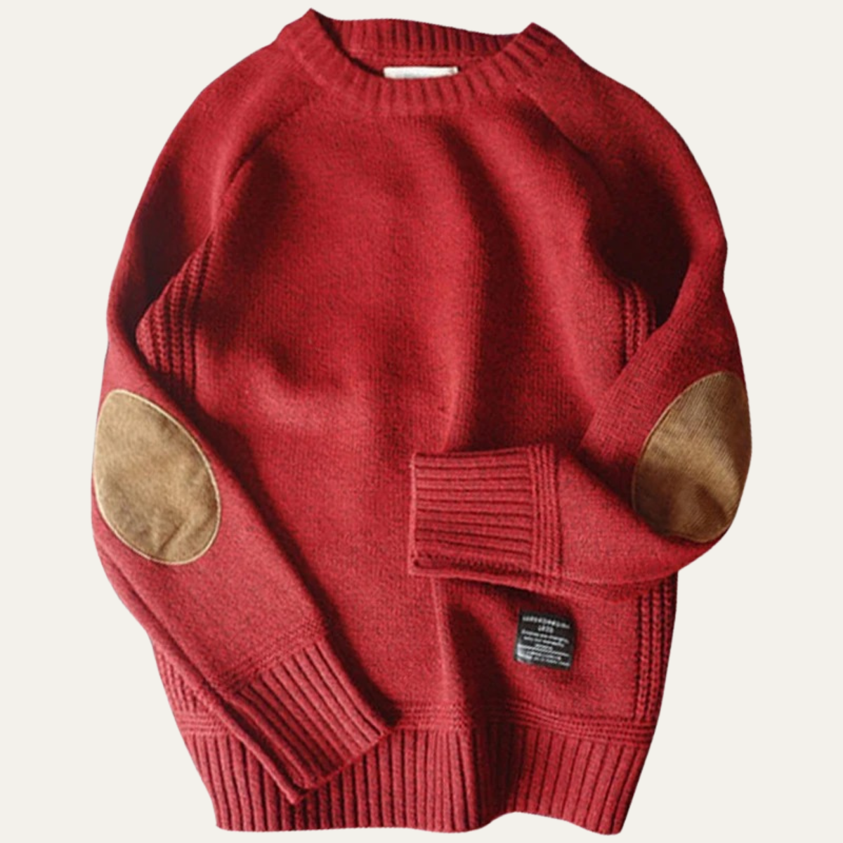 Porta Romana Men's Knitted Crew Neck Sweater Elbow Patches
