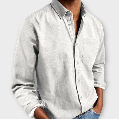 Men's Long-Sleeve Dress Shirt With Chest Pocket