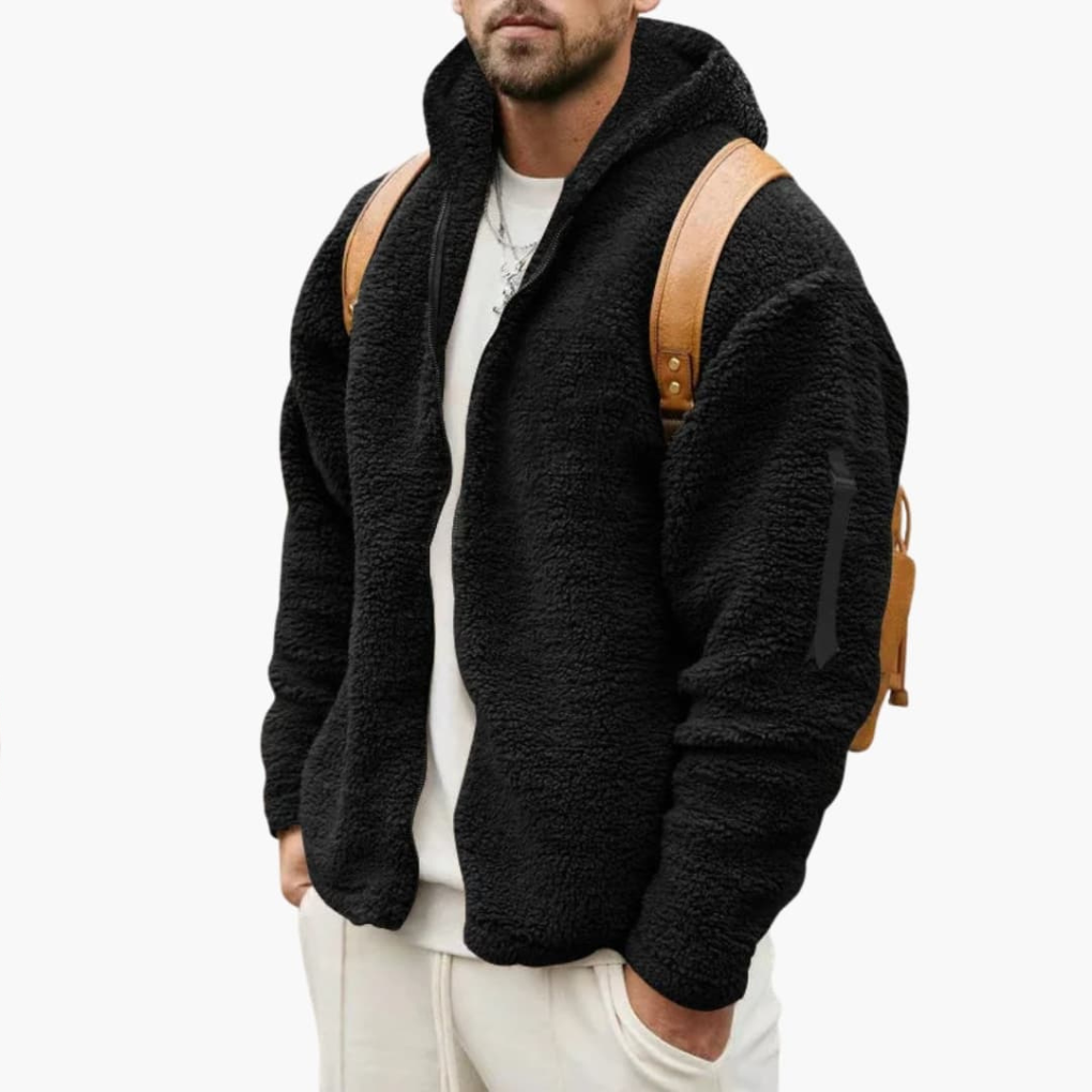 Men's Fleece Hooded Zipper Jacket
