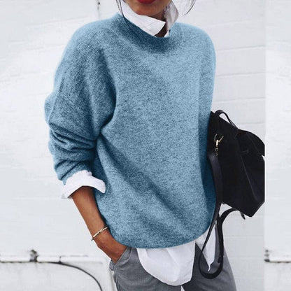 Women's Soft Knit Sweater Relaxed Fit Round Neck