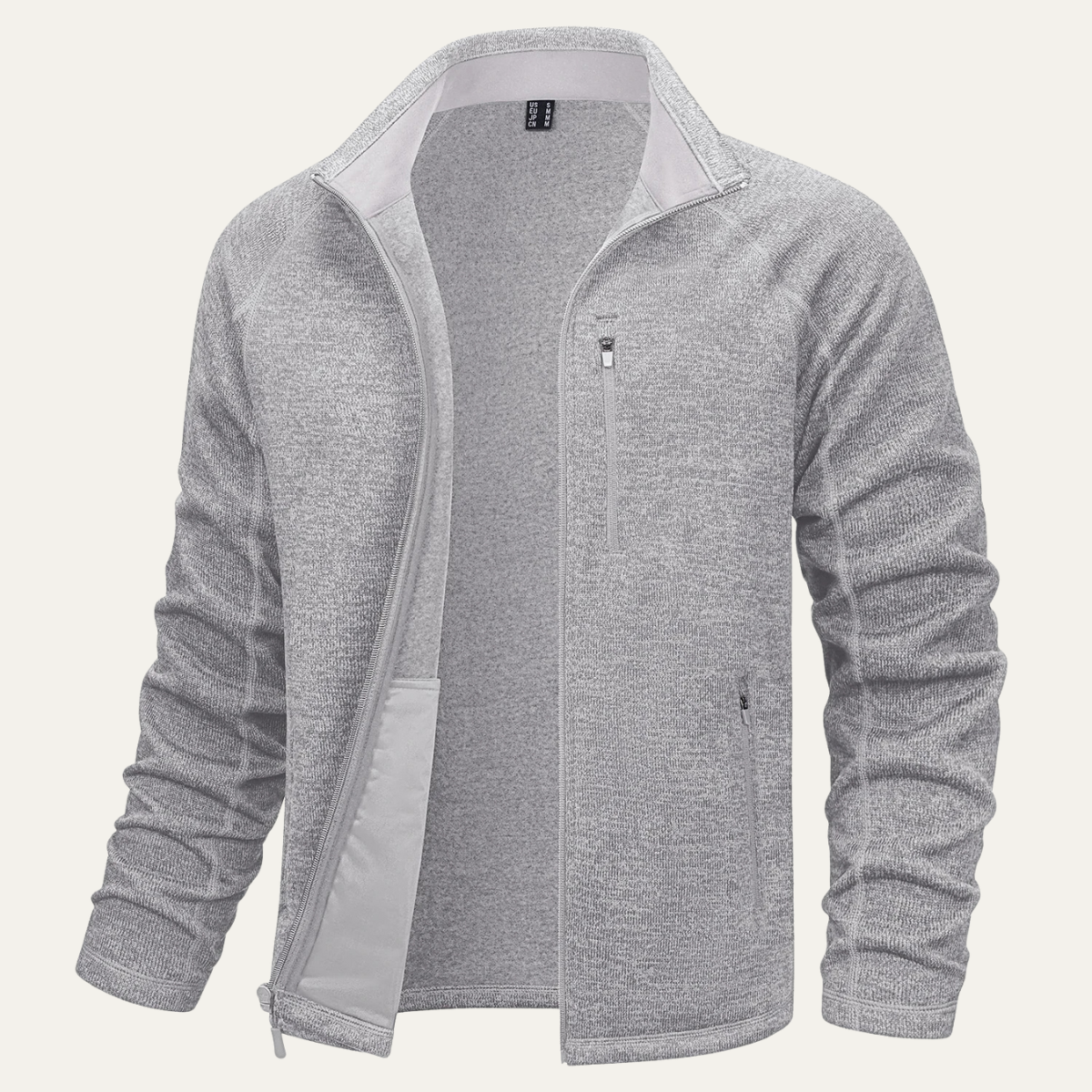 Men's Knitted Fleece Jacket Full Zip Warm