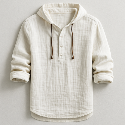 Men's Button Neck Pullover Hoodie
