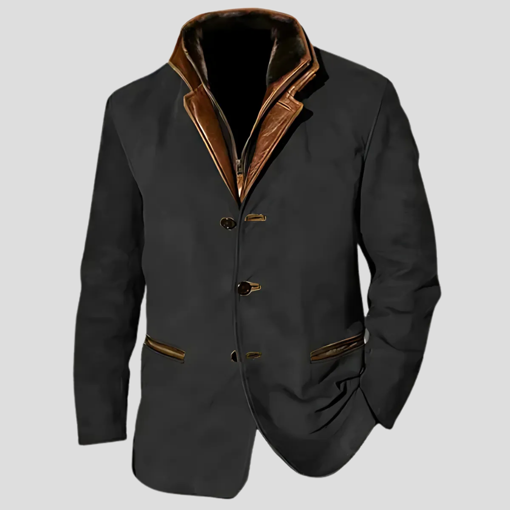 Men's Contrast Collar Retro Jacket