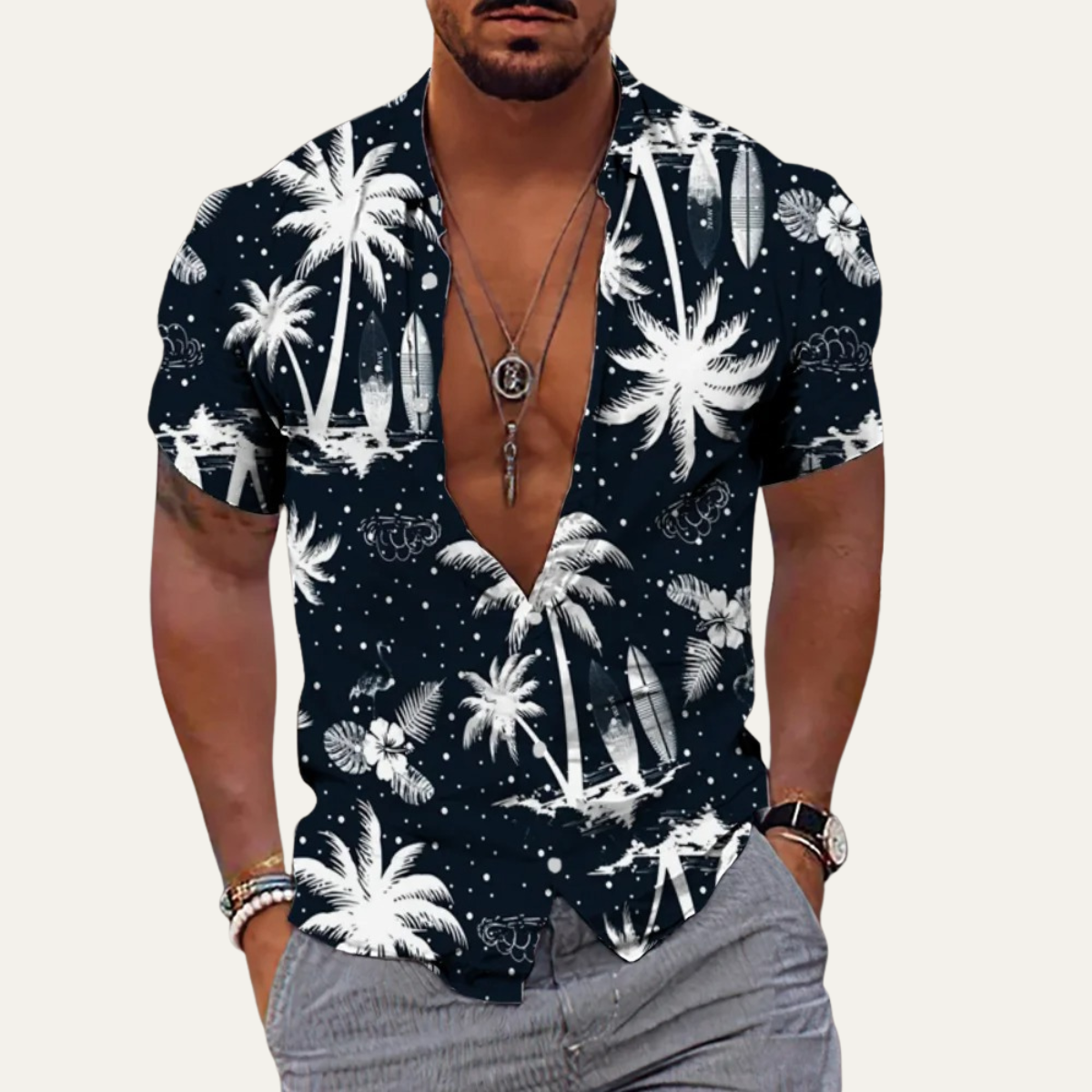 Men's Hawaiian Shirt Coconut Print Cotton Relaxed Fit