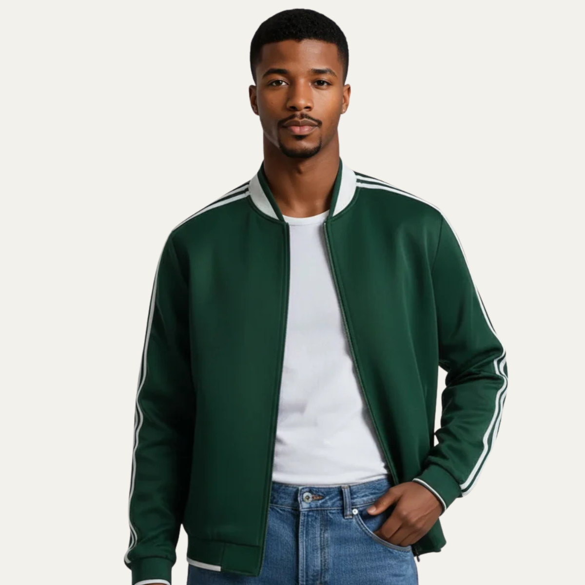 Men's Lightweight Zip Up Track Jacket Breathable Striped