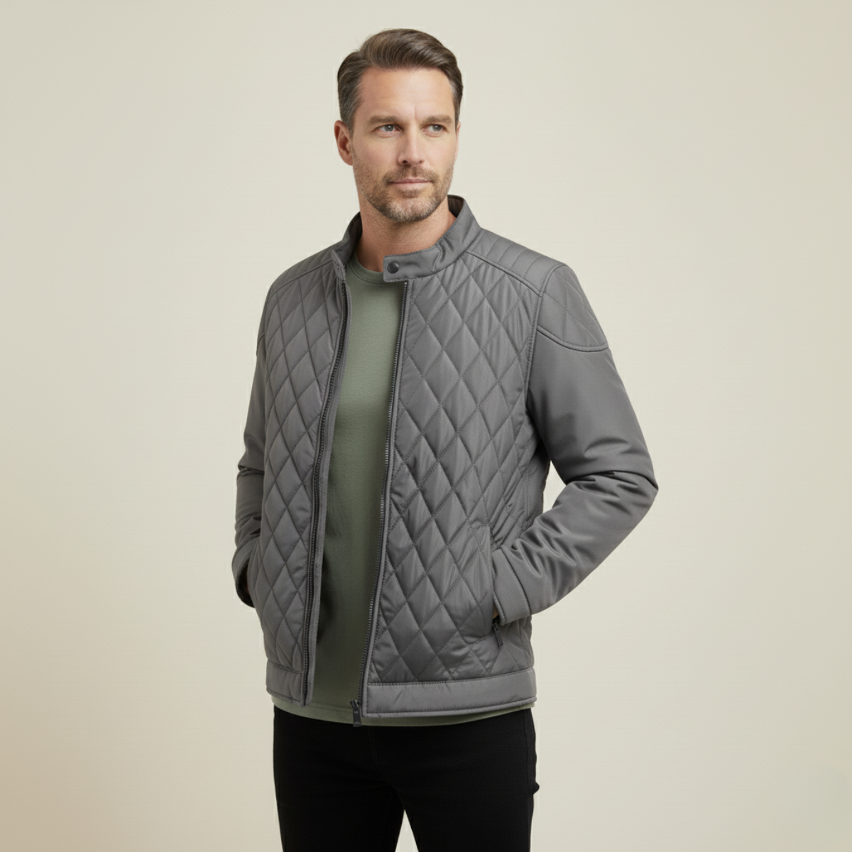 Men's Lightweight Padded Quilted Winter Jacket