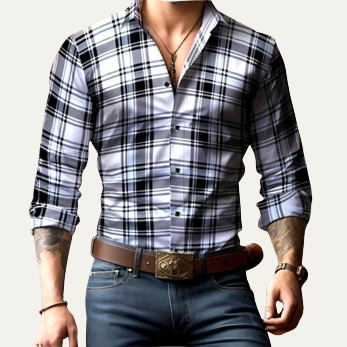 Men's Western Style Shirt Cowboy Print