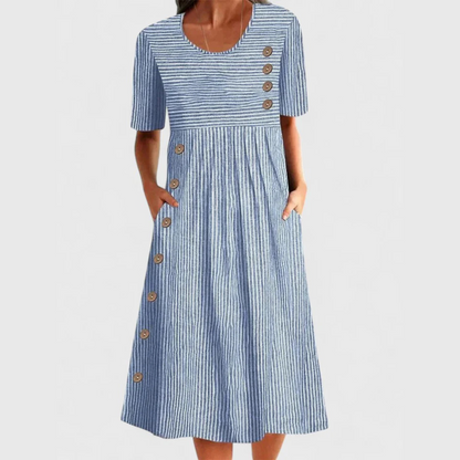 Women's Casual Short Sleeve Dress Side Buttons - Vonnera
