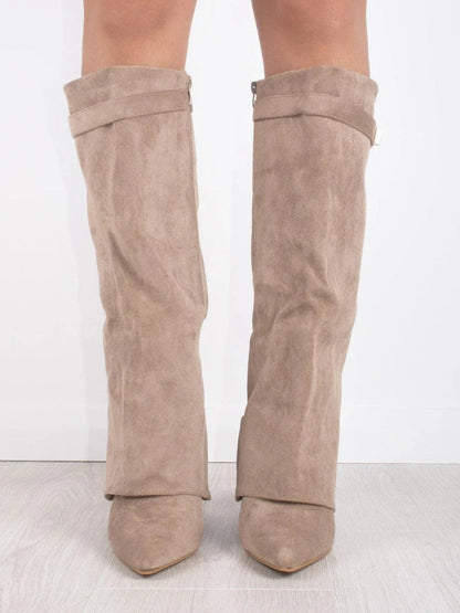 Women's Suede Knee High Heel Boots