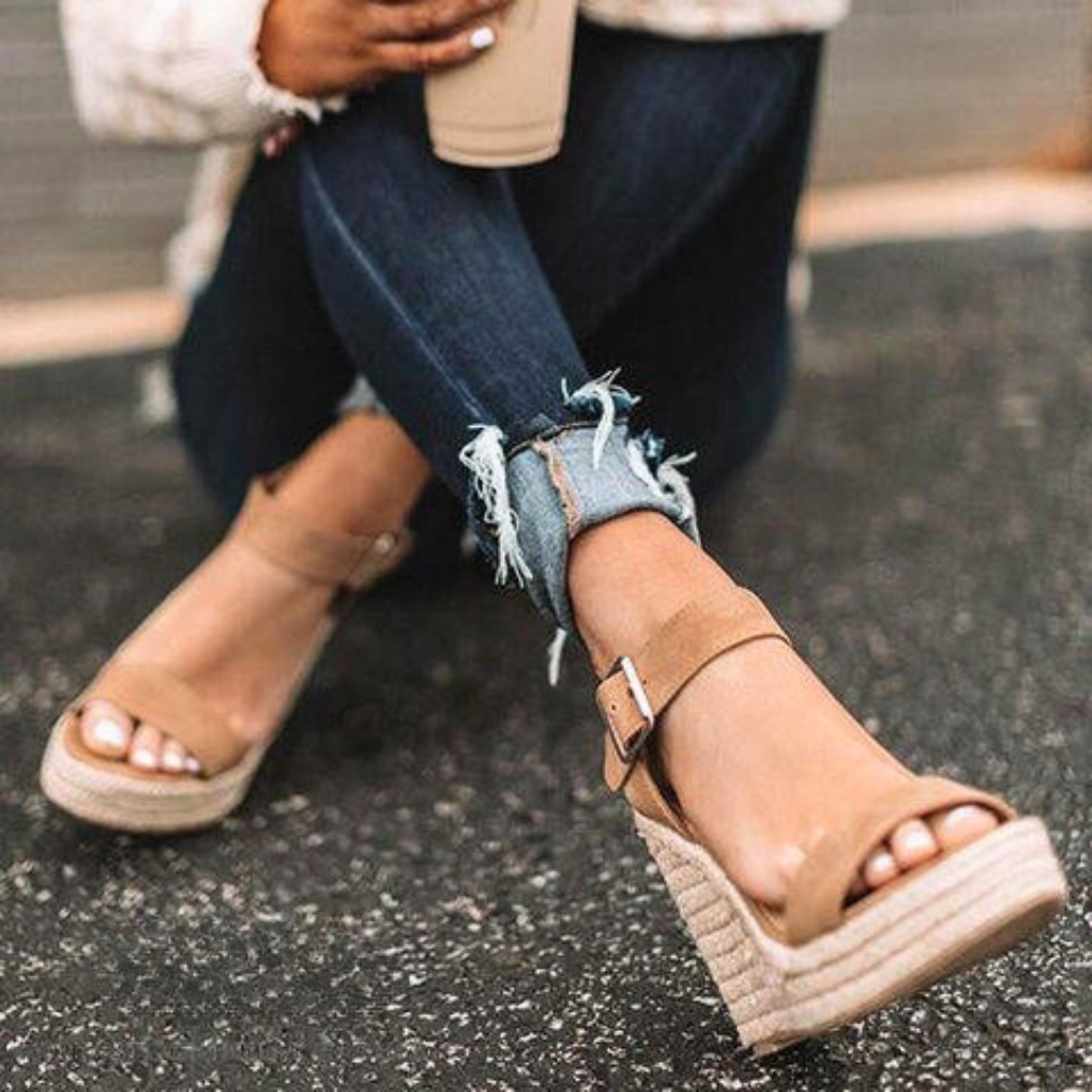 Women's T Strap Wedge Sandals
