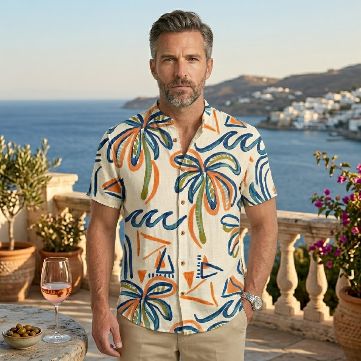 Men's Hawaiian Shirt Tropical Button Up Soft Cotton