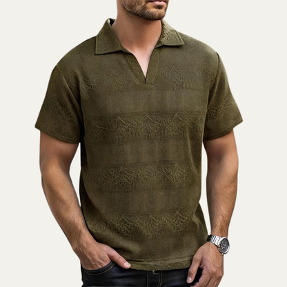 Men's Breathable Knitted Polo Shirt V Neck