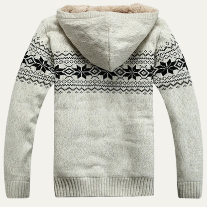 Men's Knit Zip Up Jacket Nordic Pattern