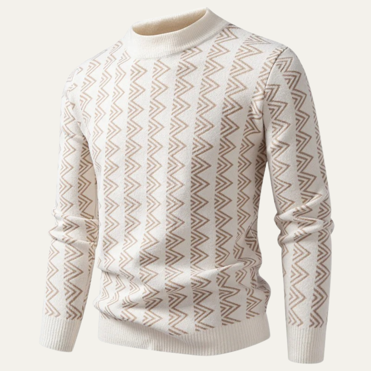 Men's Crew Neck Geometric Sweater Wool Blend Warm
