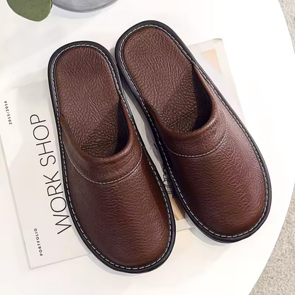 Men's Leather Slip On House Shoes Clogs