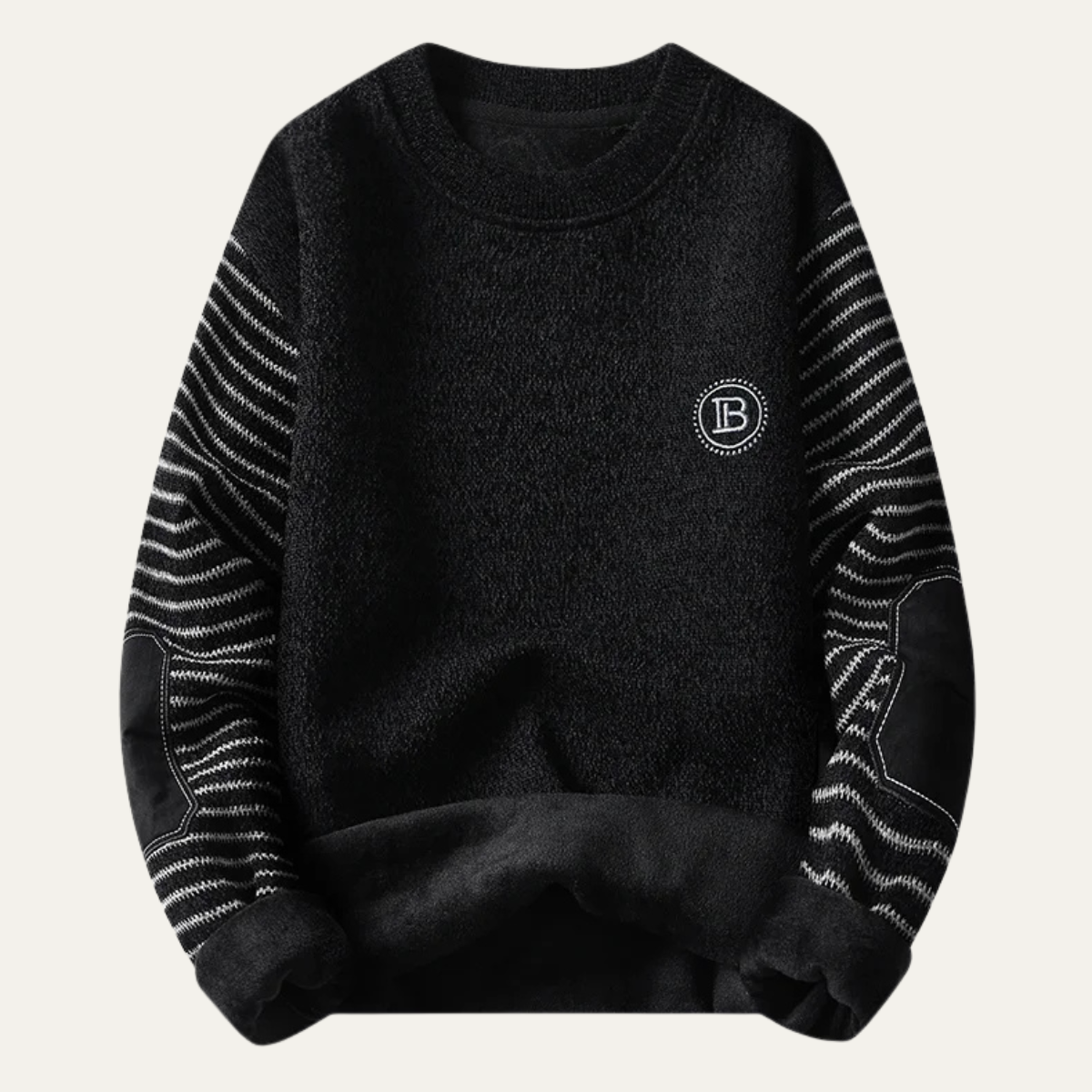 Whitlock Men's Fleece Sweater Striped Sleeves Winter