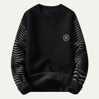 Whitlock Men's Fleece Sweater Striped Sleeves Winter
