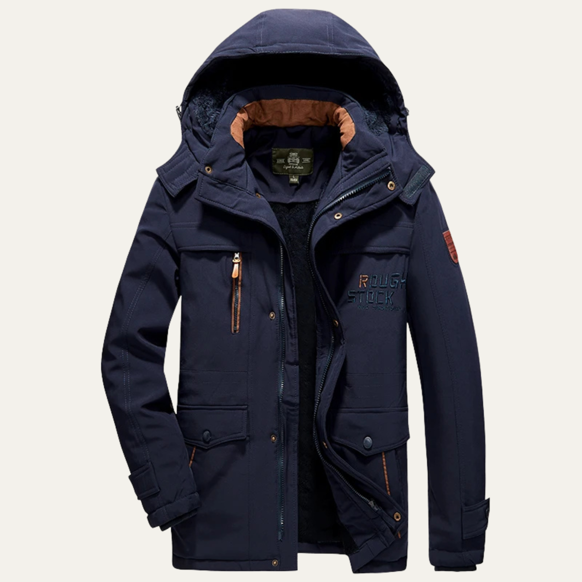 Men's Thick Warm Parka Coat Fur Lined Hooded