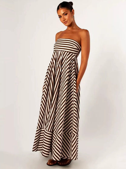 Women's Strapless Maxi Dress Elegant Floor Length - Vonnera