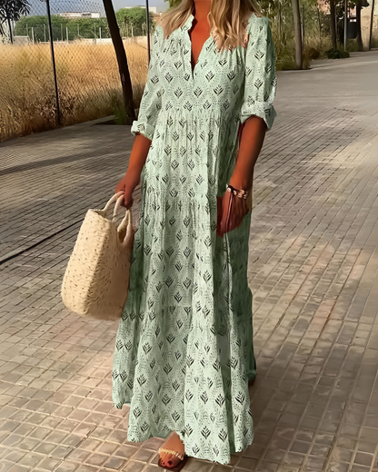 Women's Boho Long Dress Vintage Print