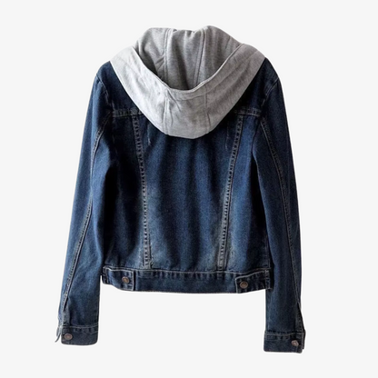 Women's Cropped Denim Jacket with Hood