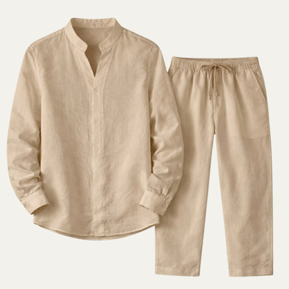 Men's Cotton Linen Casual Shirt And Pants Set