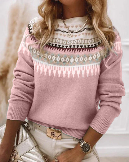 Women's Long Sleeve Geometric Sweater