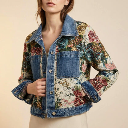 Camellia Floral Denim Jacket