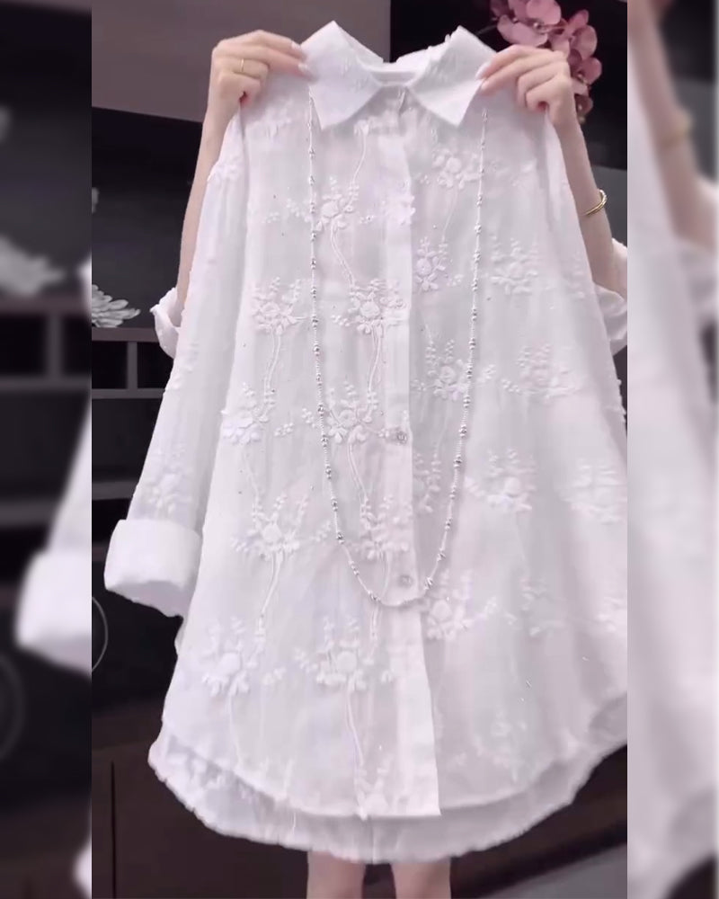 Women's Embroidered Drop Shoulder Shirt