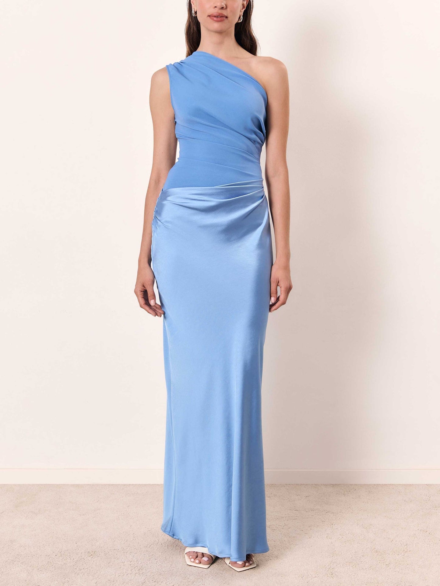 Elegant One Shoulder Pleated Maxi Dress