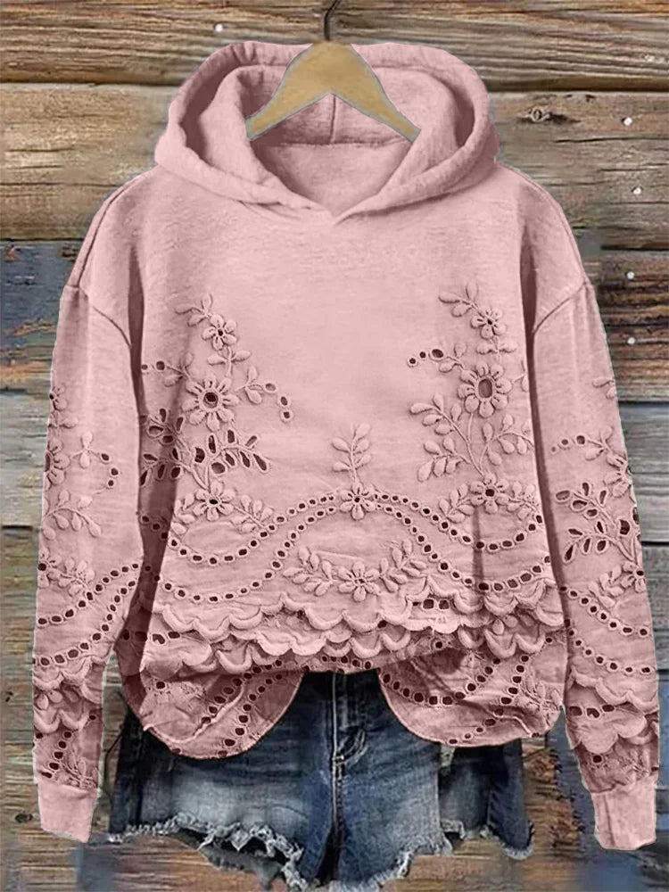 Women's Floral Eyelet Hoodie - Vonnera