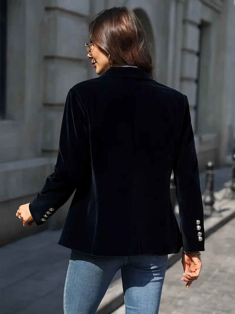 Women's Velvet Blazer Elegant Black