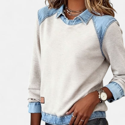 Women's Long Sleeve Sweater Layered Collar