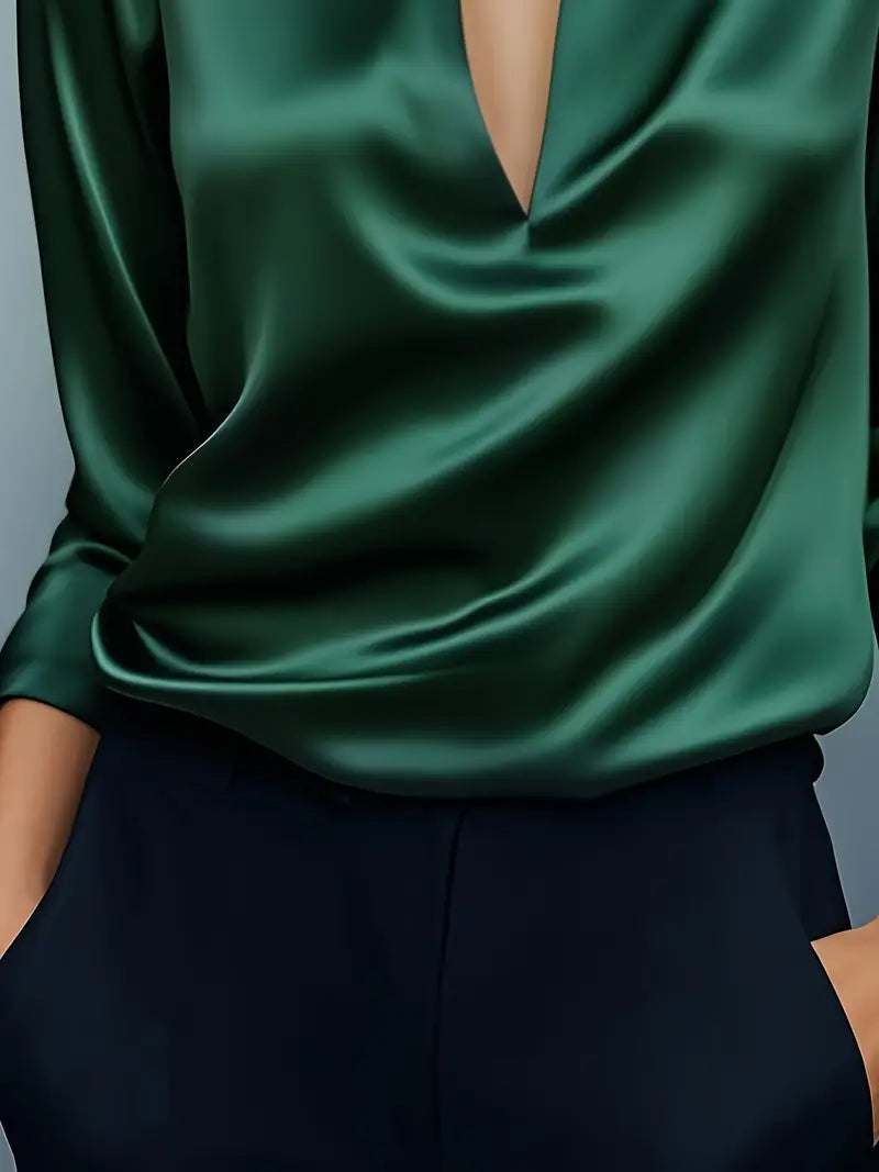 Women's V-Neck Satin Blouse