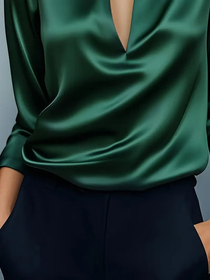 Women's V-Neck Satin Blouse