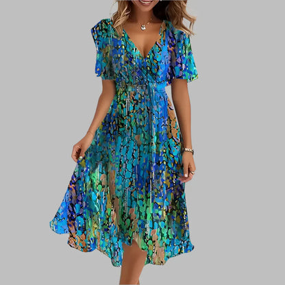 Women's Floral Midi Dress Ruched - Vonnera