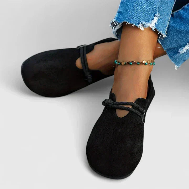 Women's Round Toe Loafers Strap Detail