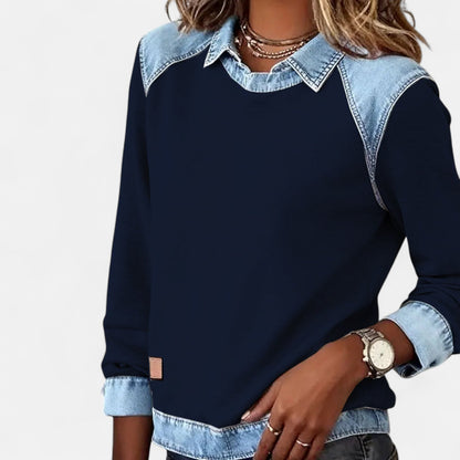 Women's Long Sleeve Sweater Layered Collar