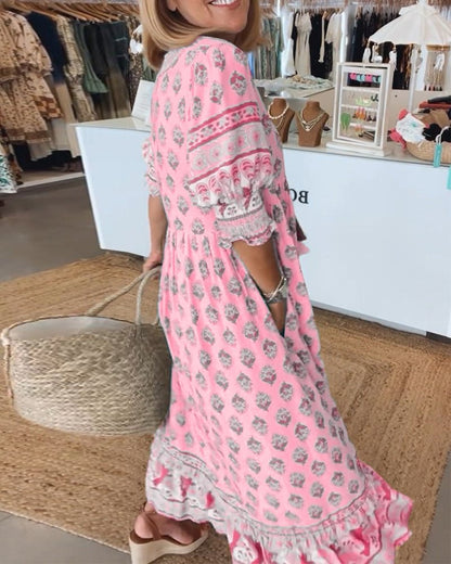 Women's Boho Midi Tassel Dress